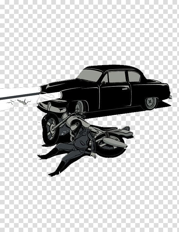 Drawing Poster T-shirt, Black simple car accident transparent background PNG clipart