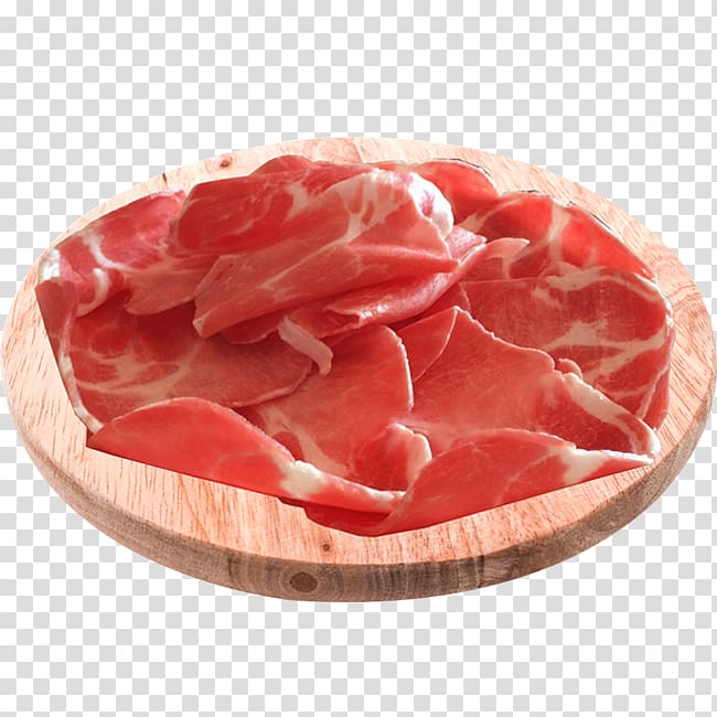 Bayonne ham Bresaola Cecina Capocollo, sliced pork transparent background PNG clipart