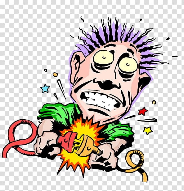 electric shocked man clipart