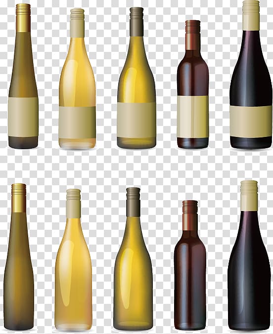 ten bottle , Red Wine White wine Wine cooler Glass bottle, Wine transparent background PNG clipart