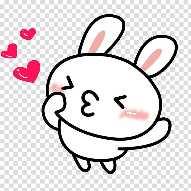 Cartoon, Cartoon white rabbit kiss transparent background PNG clipart