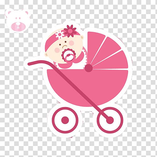 baby in pram stroller art, Diaper Infant Baby transport Baby shower Child, Fans baby party material transparent background PNG clipart