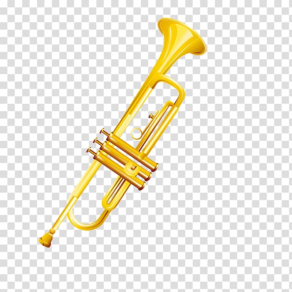 Trumpet Tenor horn Saxhorn Music Mellophone, Golden musical instruments transparent background PNG clipart