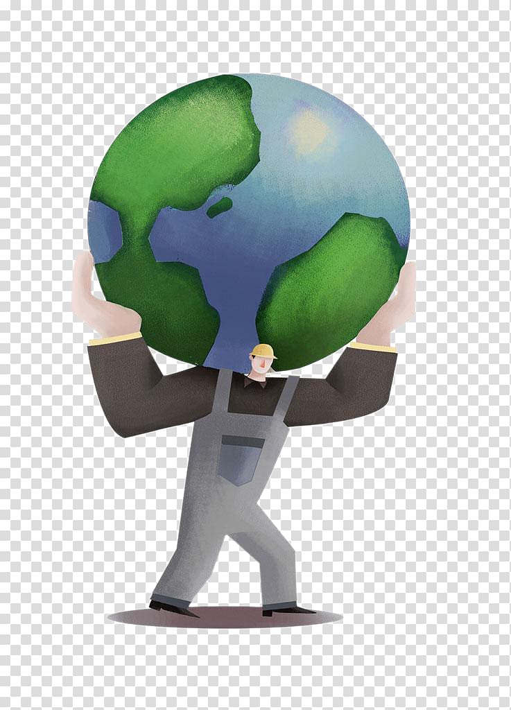 Cartoon Illustration, Hercules carrying the globe transparent background PNG clipart