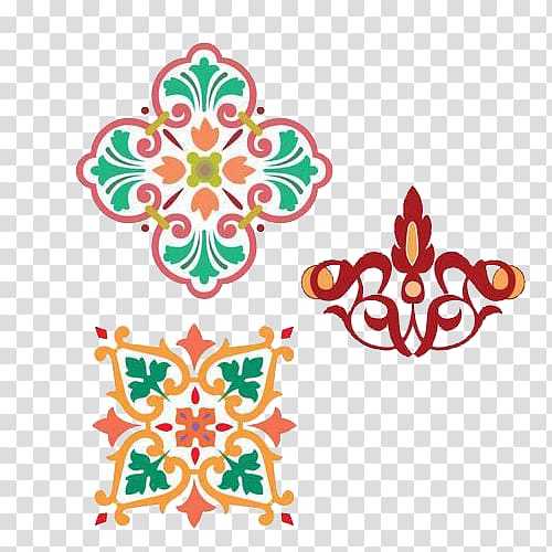 three assorted-color floral artworks, Quran Visual arts Islam Ornament, A group of Islamic decorative designs transparent background PNG clipart