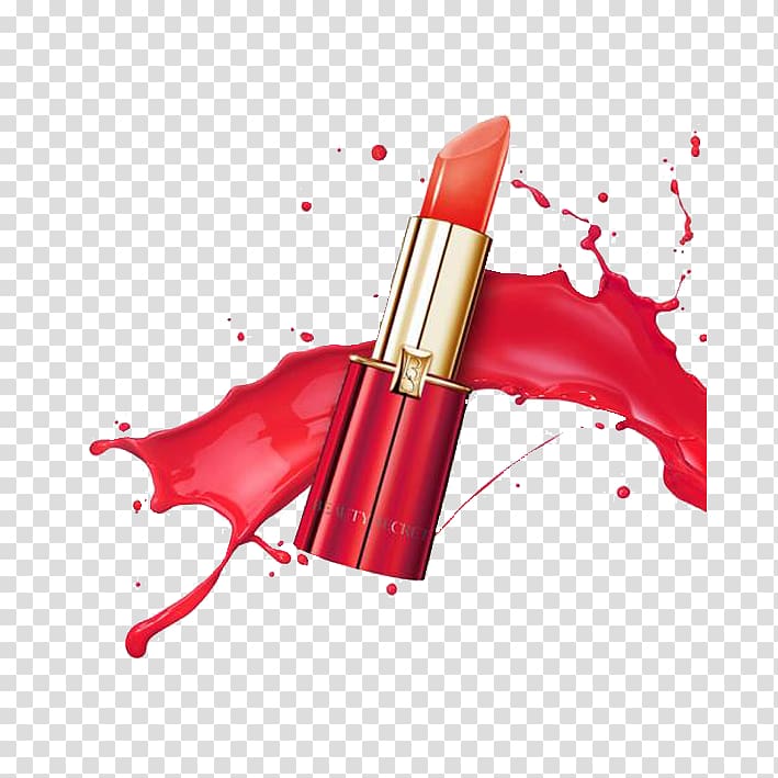 Watercolor painting Splash Red, Good color lipstick beauty tips transparent background PNG clipart