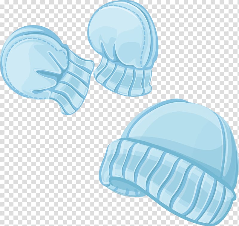 Infant Hat Cartoon, Three-dimensional blue gloves transparent background PNG clipart