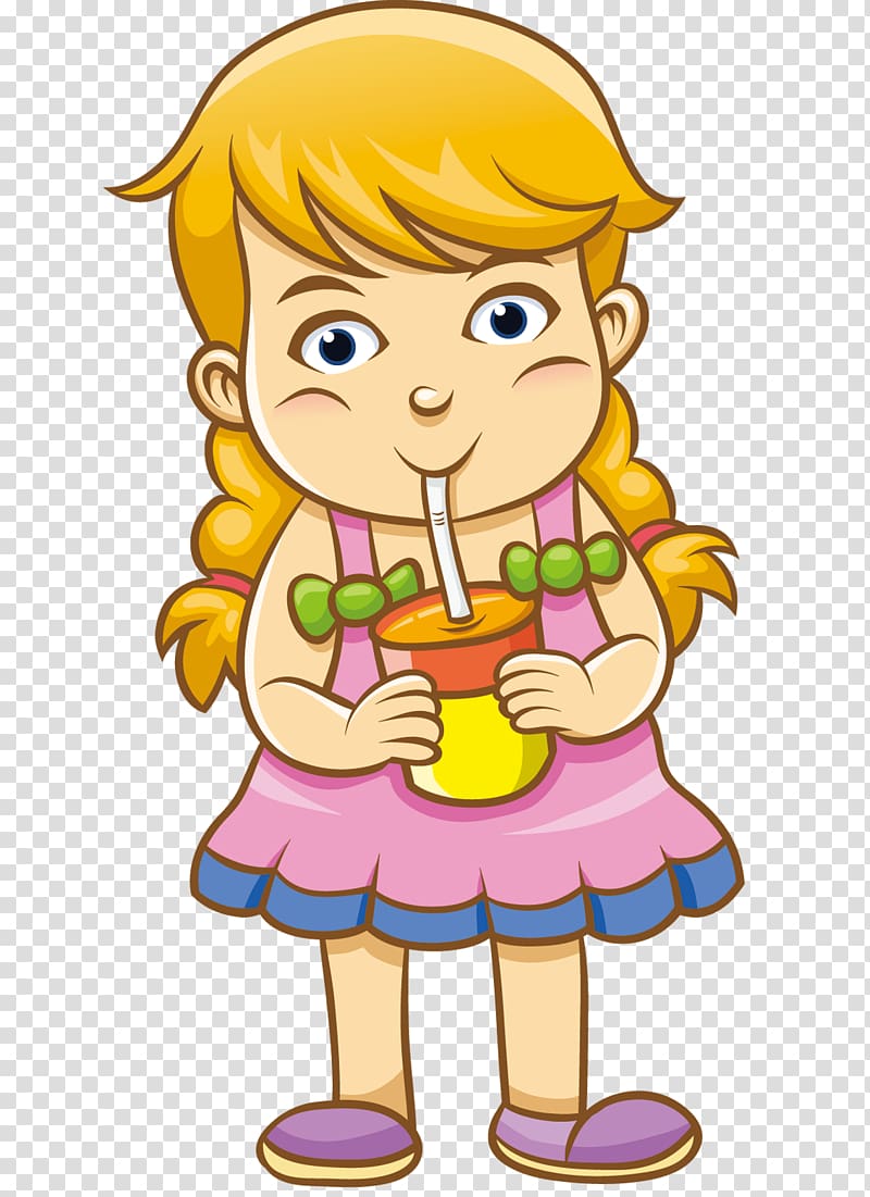 girl drinking juice transparent background PNG clipart