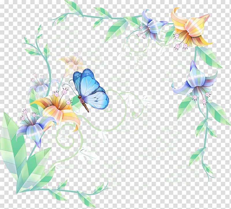 Butterfly Decorative Borders Flower Drawing, butterfly transparent background PNG clipart