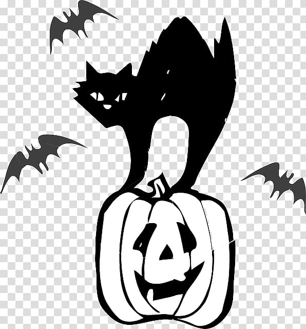 Black cat Halloween Jack-o'-lantern , jack-o-lantern transparent background PNG clipart