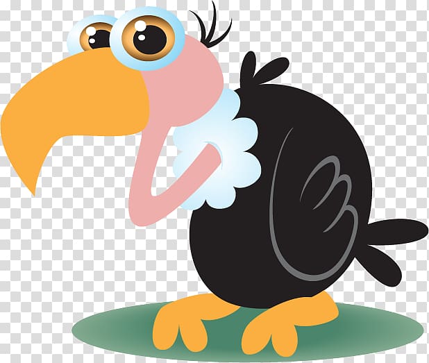 Bird Cartoon Illustration, cute bald black ostrich transparent background PNG clipart