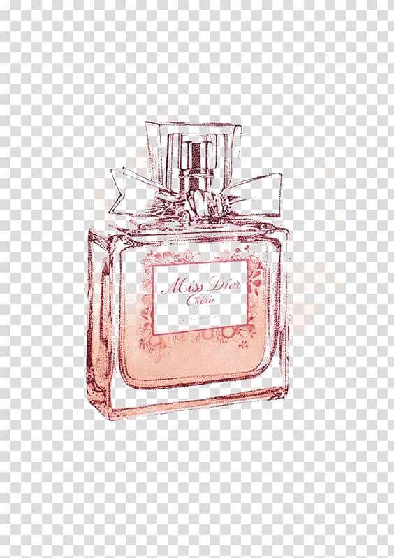 Miss Dior scent bottle, Chanel No. 5 Perfume Drawing Miss Dior, Pink perfume transparent background PNG clipart