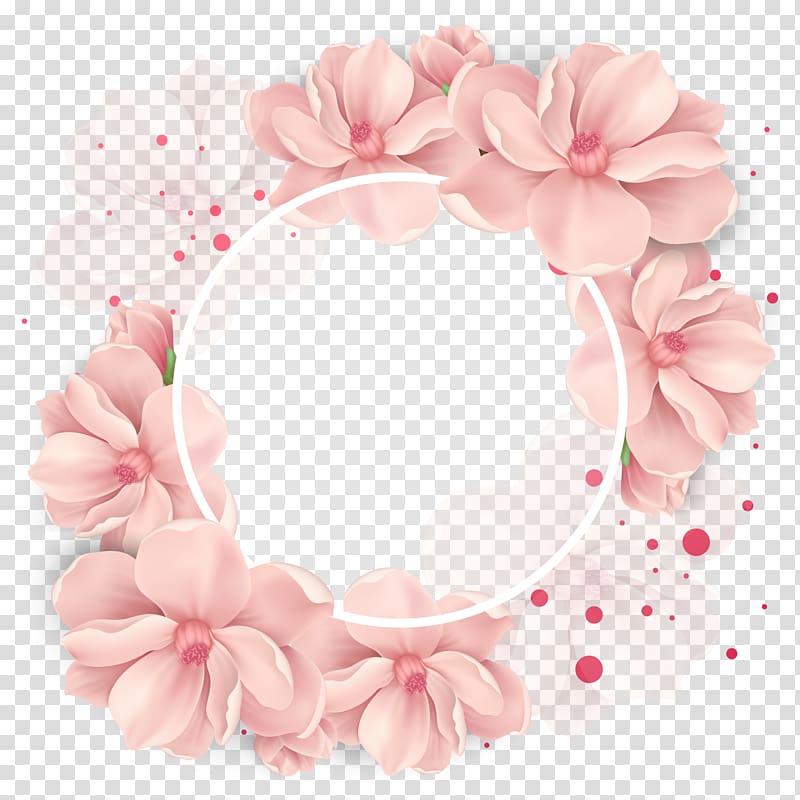 Flower Wedding Wreath , cherry decoration, pink floral illustration transparent background PNG clipart