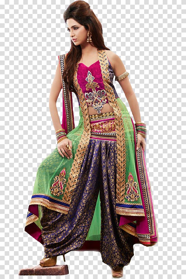 women's multicolored anakarli dress, Shalwar kameez Patiala salwar Churidar Anarkali Salwar Suit Sirwal, suit transparent background PNG clipart