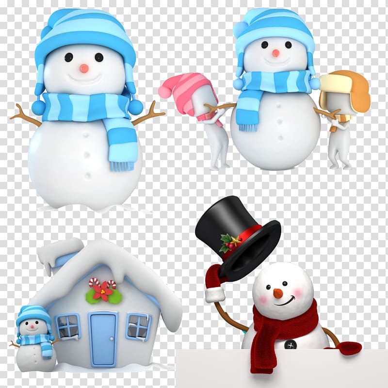 House Illustration, Winter Snowman and house transparent background PNG clipart