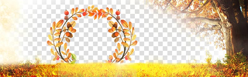 Yellow Autumn Advertising, Autumn yellow wreath transparent background PNG clipart