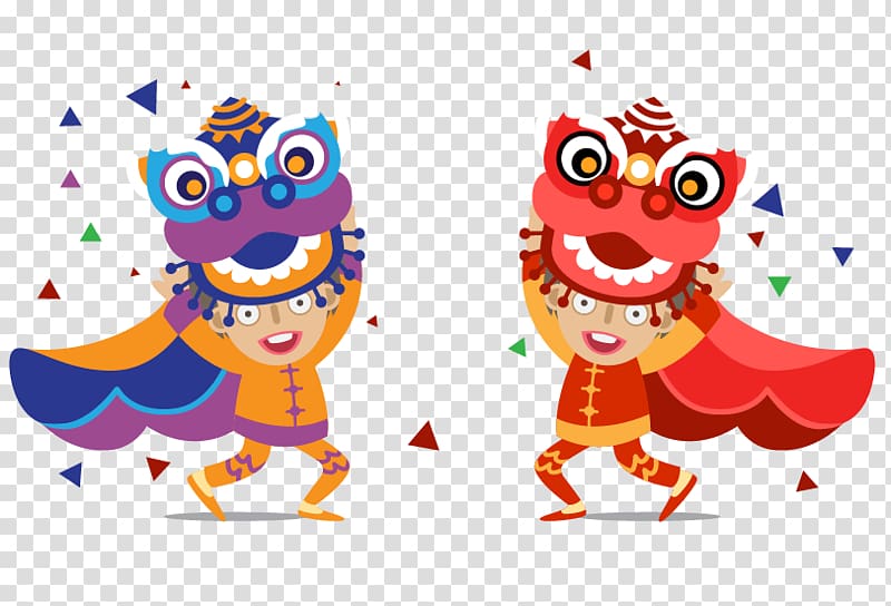 Lion dance Dragon dance Chinese New Year , cartoon characters festival lion transparent background PNG clipart