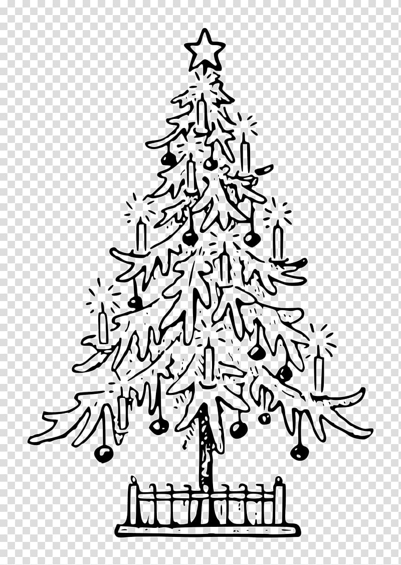 Drawing Christmas tree Line art, christmas transparent background PNG clipart