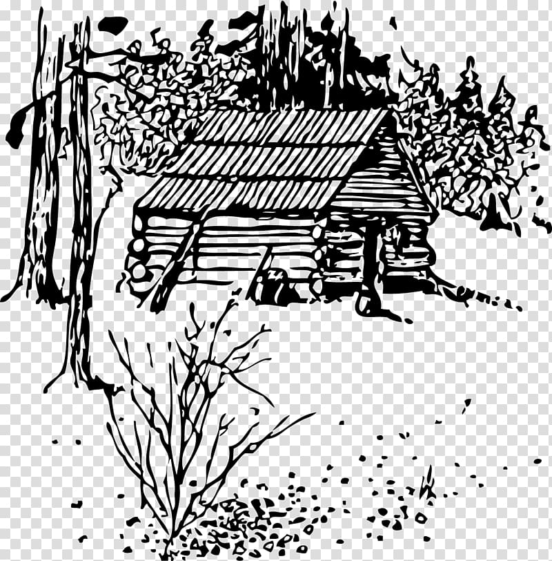 Log cabin Black and white , field house transparent background PNG clipart