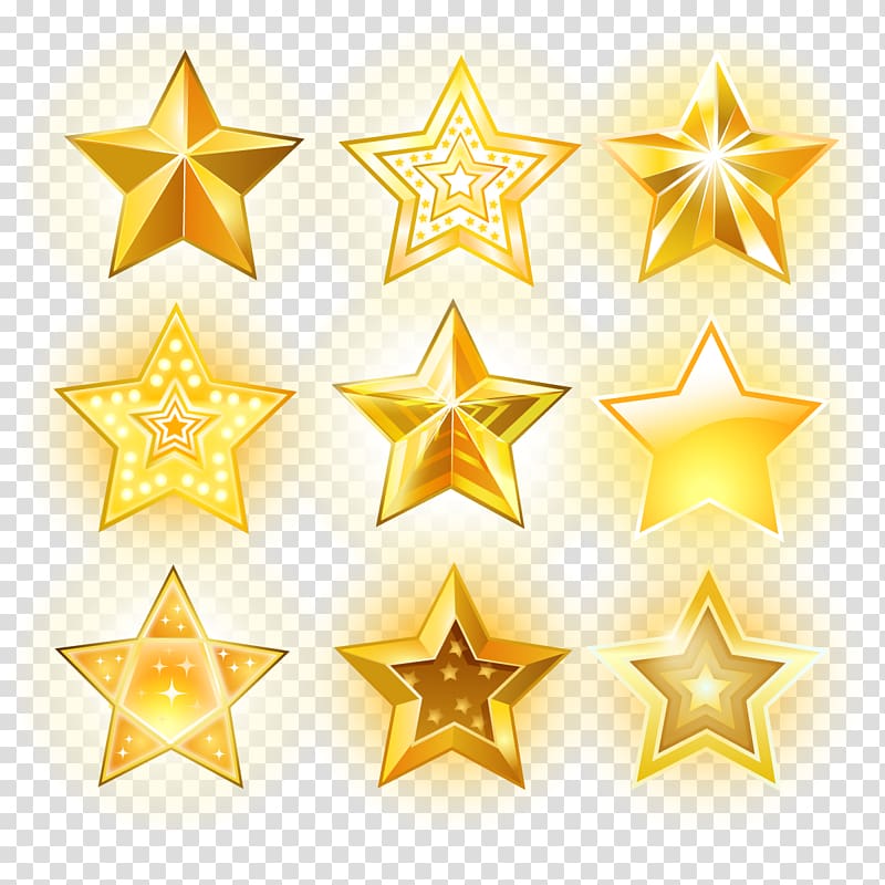 gold stars illustration, Euclidean Star Icon, glowing star transparent background PNG clipart
