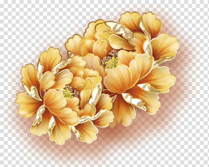 yellow peony flower , Floral design Moutan peony, Golden Peony transparent background PNG clipart