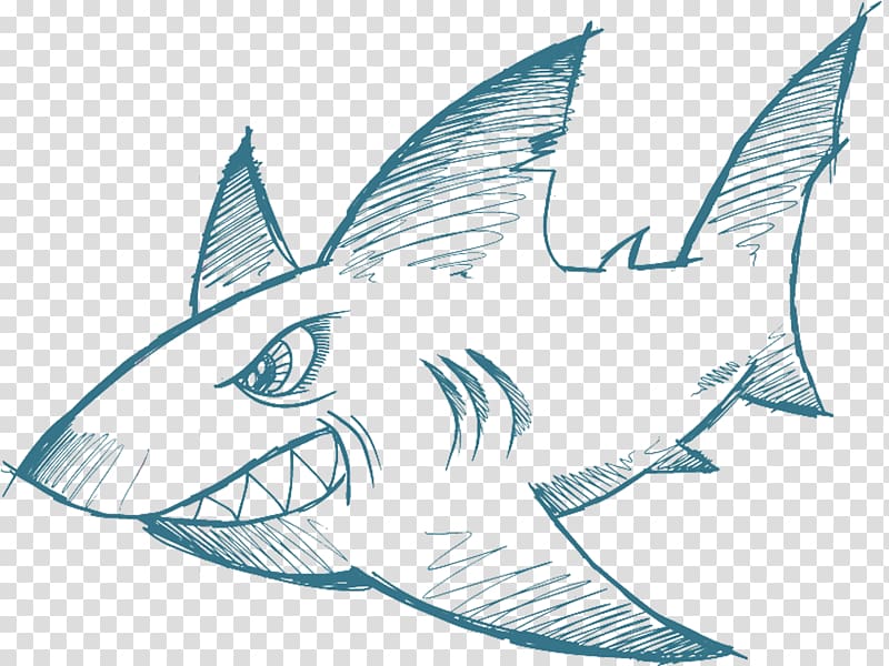 Shark Drawing Fish, Hand drawn shark transparent background PNG clipart