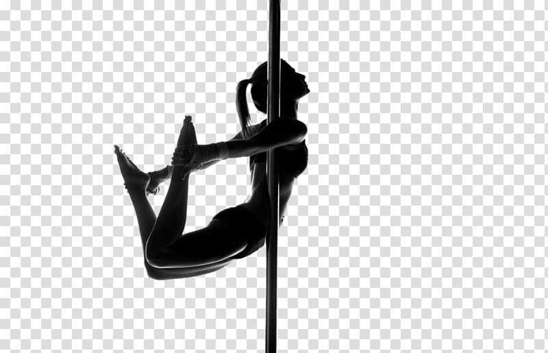 Pole dance Black and white Silhouette, Silhouette transparent background PNG clipart