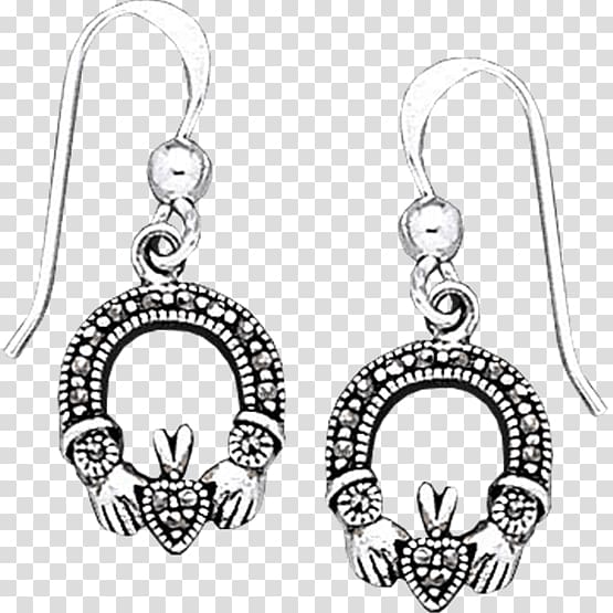 Marcasite Claddagh Earrings Marcasite jewellery Silver, marcasite jewellery transparent background PNG clipart