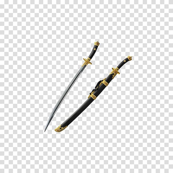 Yellow, Gilded Qisheng knife clean knife blade is not open transparent background PNG clipart