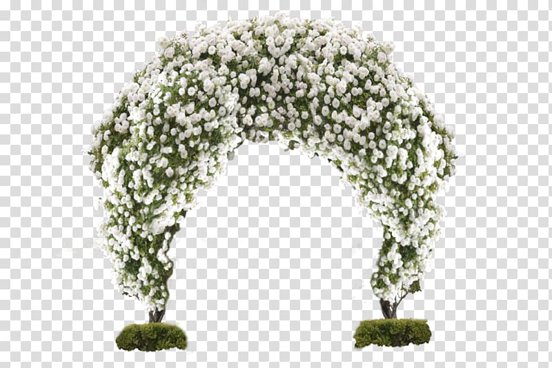 white flowers garden decor, Flower Arch Fundal, White Flower Gate transparent background PNG clipart