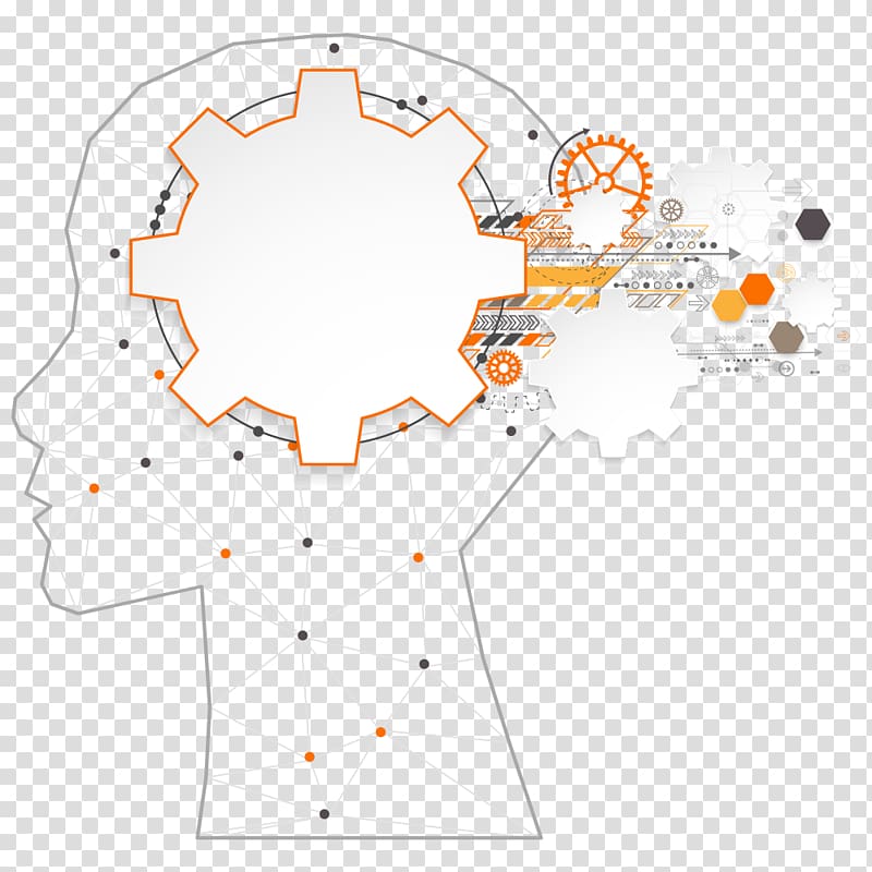 man's face and gear illustration, Technology Gear Cerebrum, brain gear transparent background PNG clipart