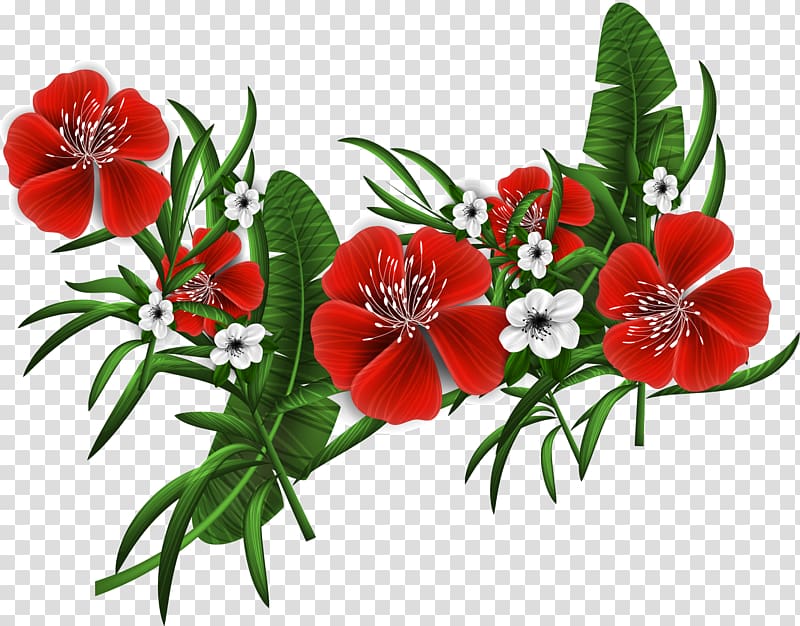 Floral design Euclidean Flower, Decorative patterns of red flowers transparent background PNG clipart