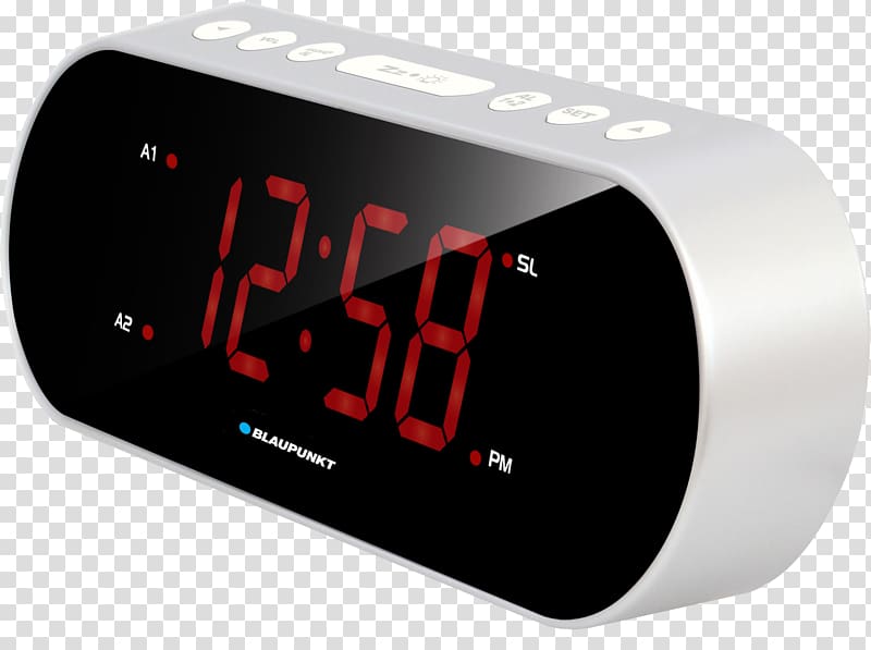 Blaupunkt CR 6SL Silver Radio Alarm Clock Phase-locked loop FM broadcasting, hand grinding coffee transparent background PNG clipart