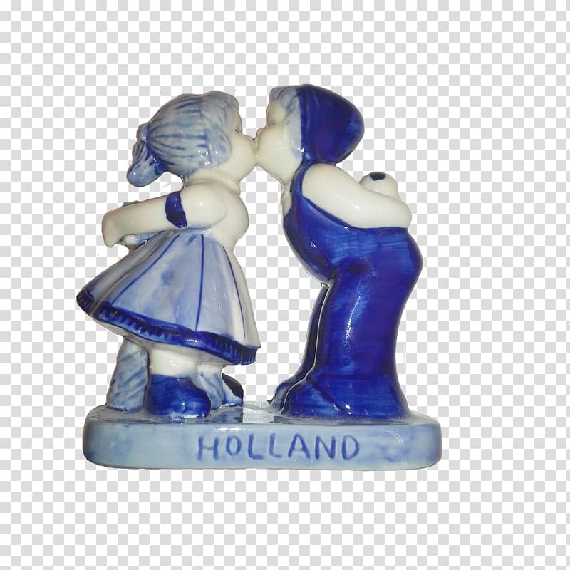 Delftware Figurine The Hague Souvenir, Kiss couple transparent background PNG clipart