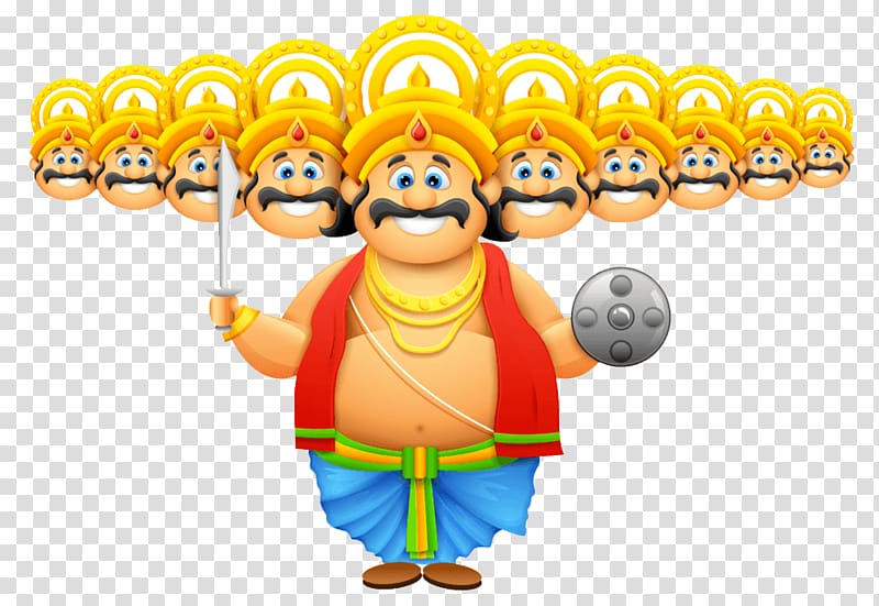 Ravana Dussehra Wish Happiness Navaratri, The Ten lords transparent background PNG clipart