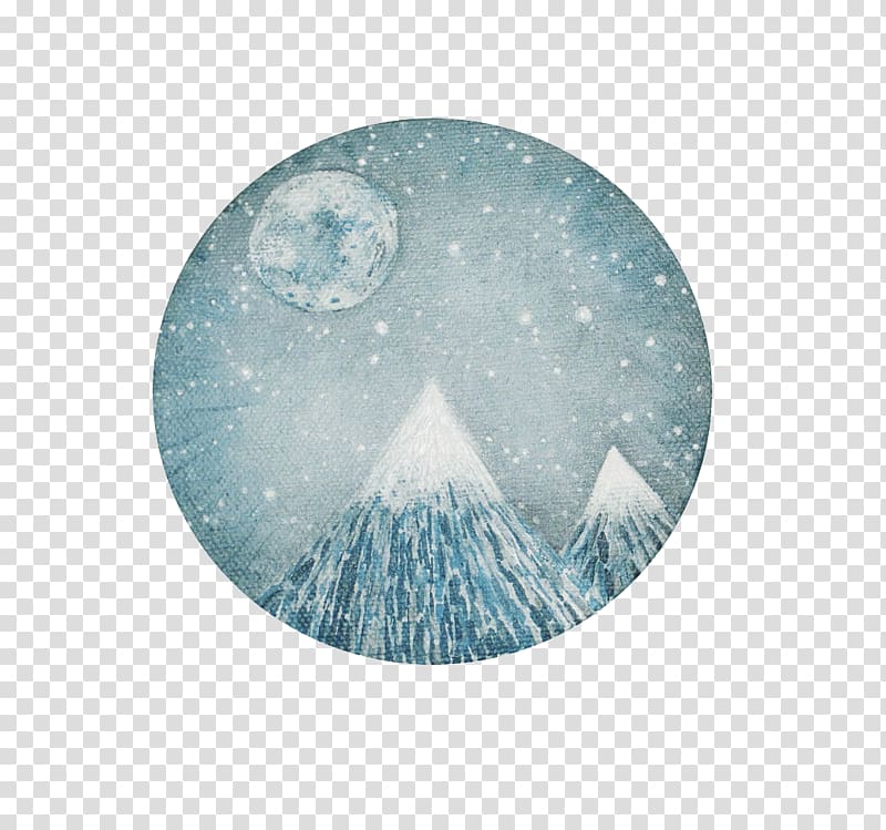 Fine art Watercolor painting Printmaking, decorate the full moon transparent background PNG clipart