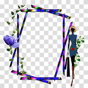 Blue Graphic design, Girl Decorative blue frame transparent background PNG clipart thumbnail