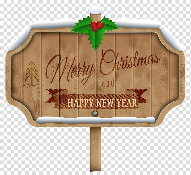 merry christmas and happy new year sign illustration, Wood Sign, Christmas Wooden Sign transparent background PNG clipart