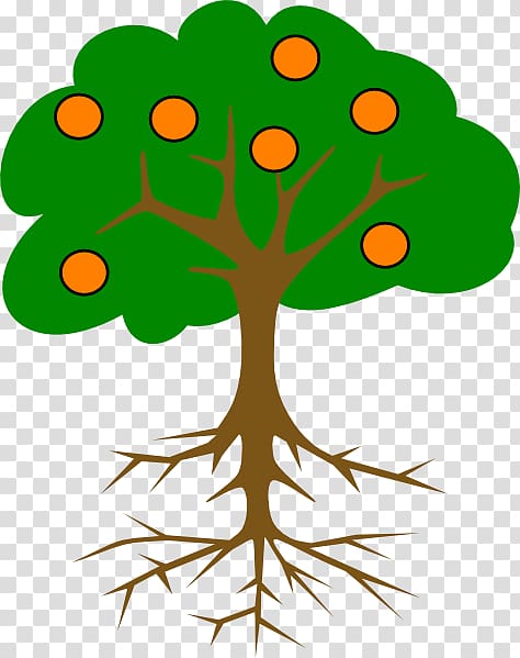 Tree Branch Root , Cartoon Orange Tree transparent background PNG clipart