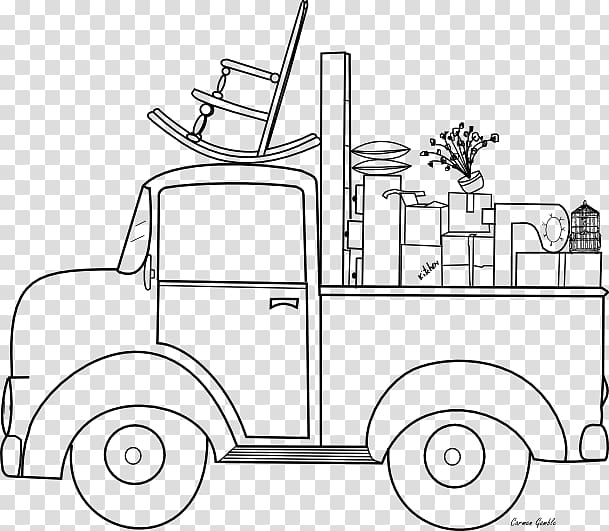 Mover Coloring book Pickup truck, truck transparent background PNG clipart