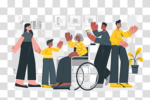 illustration, Community, relationship, people, engagement, family, children, friends, disabled transparent background PNG clipart thumbnail