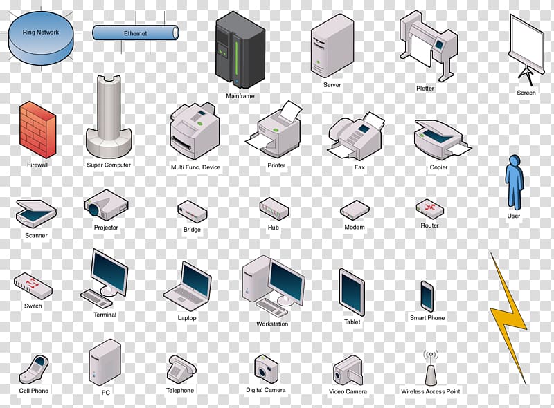 assorted printers, projectors, and desktop computer , Computer network diagram Data flow diagram Symbol, network transparent background PNG clipart