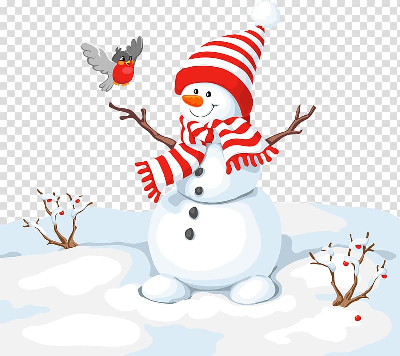 Bird Snowman Christmas Illustration, White Snowman transparent background PNG clipart