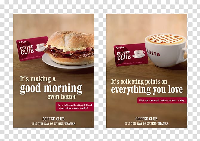 Costa Coffee Breakfast Advertising Fast food, coffee posters transparent background PNG clipart