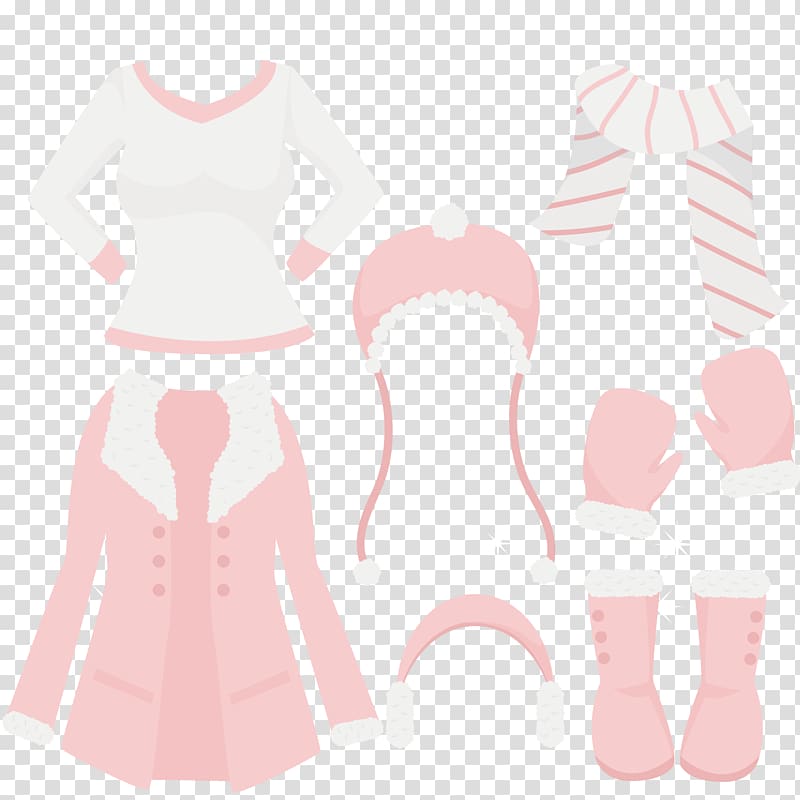 Sleeve Pink Clothing Glove, Attractive female winter clothing accessories transparent background PNG clipart