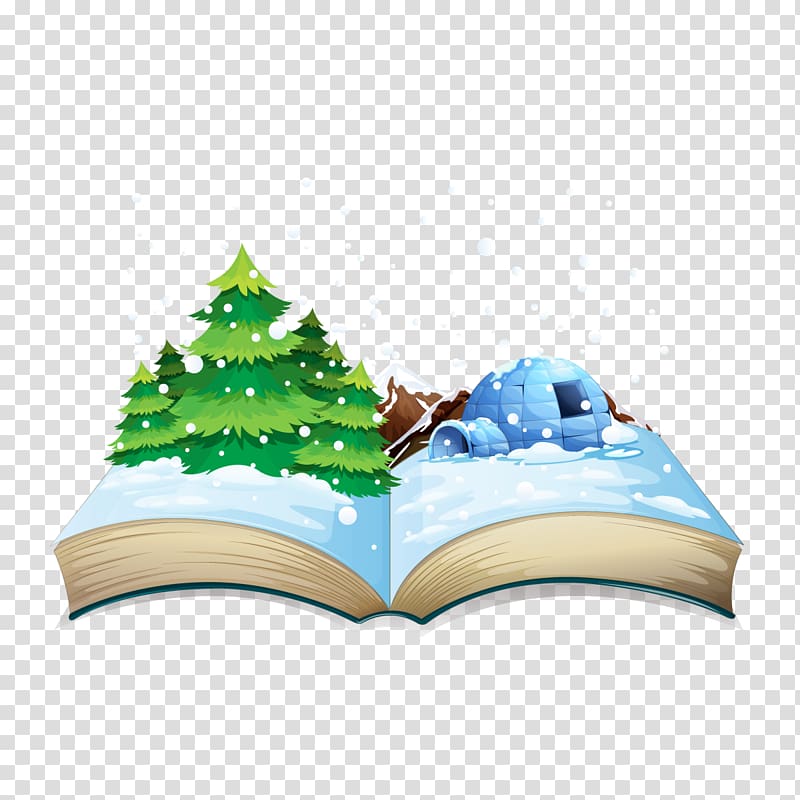 Pop-up book Illustration, snowy winter transparent background PNG clipart