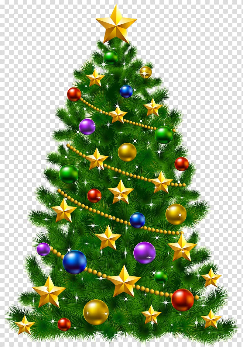 Christmas tree decoration, Christmas tree Christmas Day Santa Claus , Christmas Tree with Stars transparent background PNG clipart