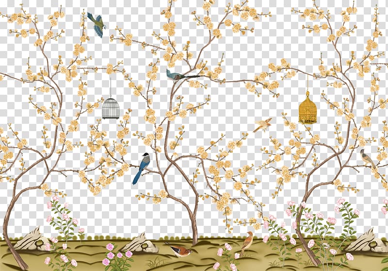 Bird Floral design , Chinese bird transparent background PNG clipart