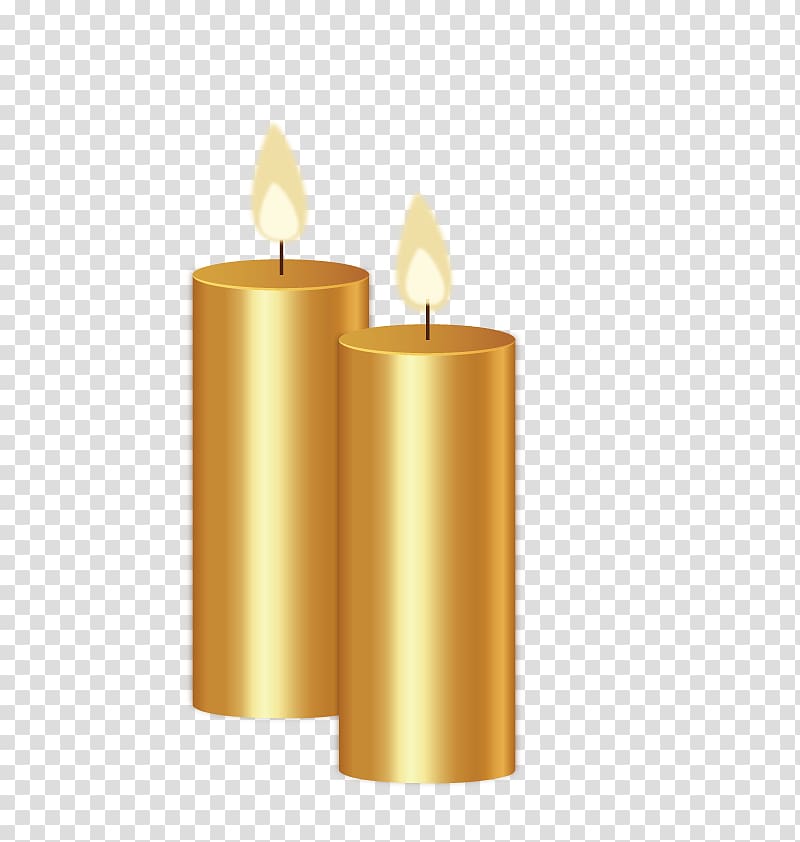 Light Candle, Golden candle transparent background PNG clipart