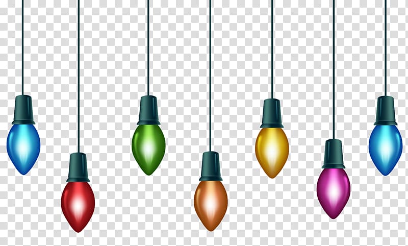 light bulbs painting, Christmas lights Lighting Christmas decoration , Christmas Colorful Bulbs transparent background PNG clipart